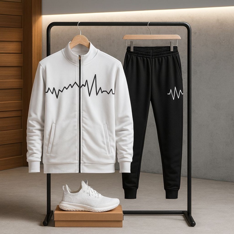 ست سوییشرت شلوار مردانه سفید مدل EKO