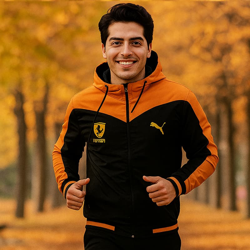 کاپشن مشکی زرد مردانه مدل Ferrari